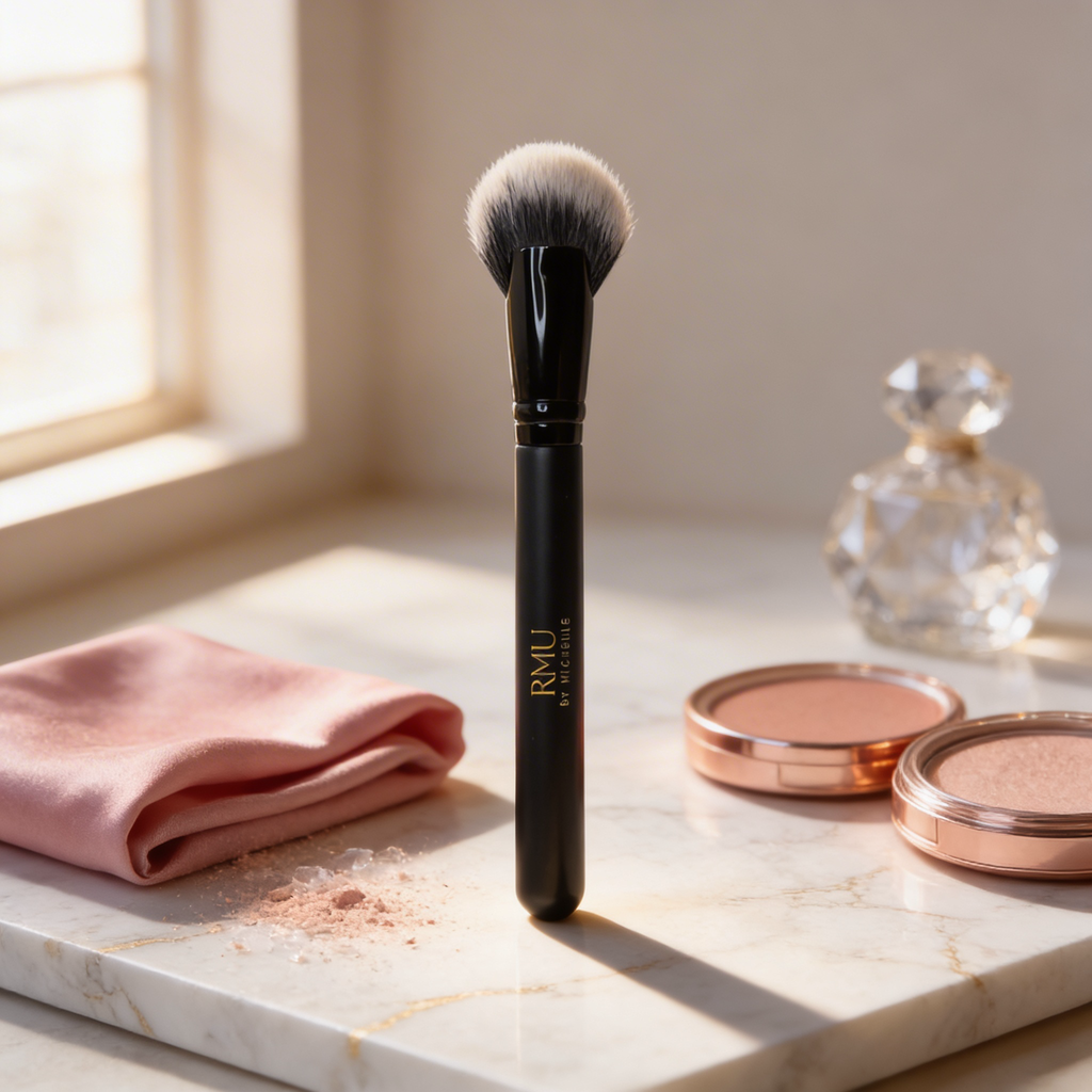 Cheek Fan Brush - Soft Fan Brush for Highlight & Blush | RMU BY MICHELLE